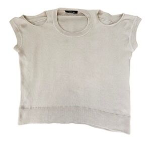 Derek Lam Cold Shoulder Cashmere Sweater Women's XL Beige Ribbed